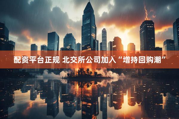 配资平台正规 北交所公司加入“增持回购潮”